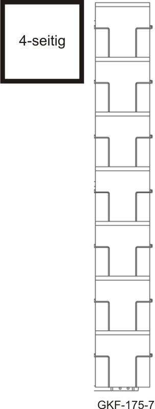 Bodenständer 175 mm, 28 Fächer, Quadratkarten, 1-reihig, 4-seitig, schwarz